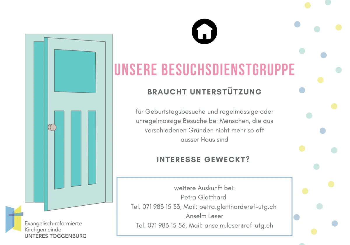 Besuchsdienstgruppe Flyer 2025 (Foto: Petra Glatthard) Besuchsdienstgruppe Flyer 2025 (Foto: Petra Glatthard)