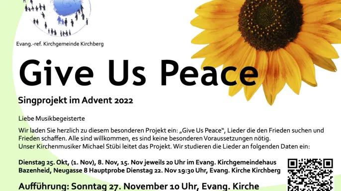 Adventsprojekt Give Us Peace 2022 Inserat (Foto: Michael St&uuml;bi)